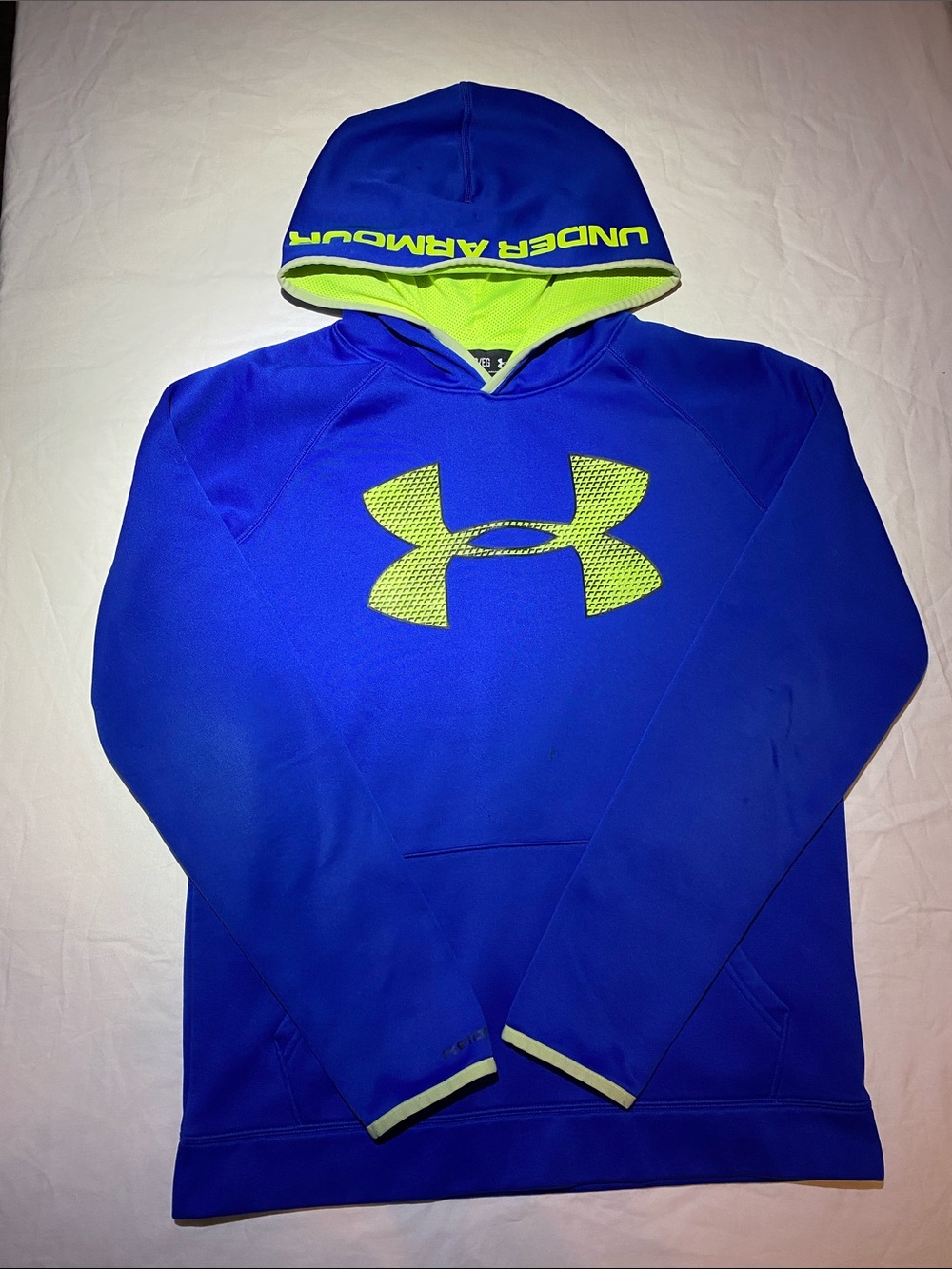 Under Armour Blue Hoodie with Neon Yellow Logo